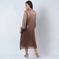 Load image into Gallery viewer, Brown A-Line Dress with Bead Lace Detail with Slip
