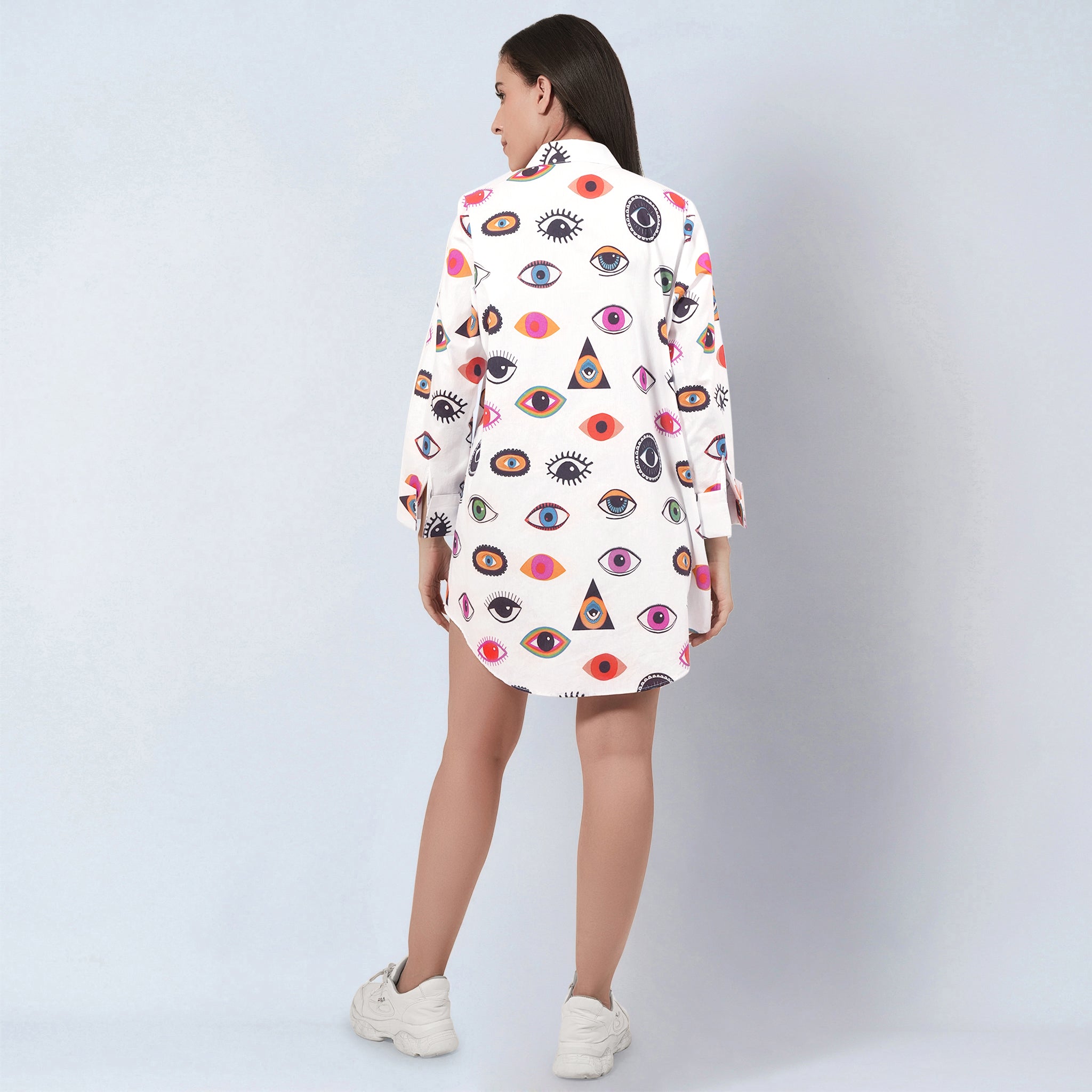 Multicolour Evil Eye Print Shirt Dress