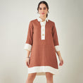 Load image into Gallery viewer, Brown and Off-White Linen Shirt Dress
