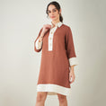 Load image into Gallery viewer, Brown and Off-White Linen Shirt Dress
