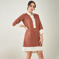 Load image into Gallery viewer, Brown and Off-White Linen Shirt Dress
