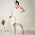 Load image into Gallery viewer, Off-White A-Line Linen Dress with Cut Dana Lace Detail
