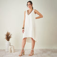 Load image into Gallery viewer, Off-White A-Line Linen Dress with Cut Dana Lace Detail
