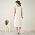 Load image into Gallery viewer, Off-White A-Line Linen Dress with Cut Dana Lace Detail
