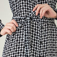 Load image into Gallery viewer, Black and White Geometric Print Shirt Dress with Belt
