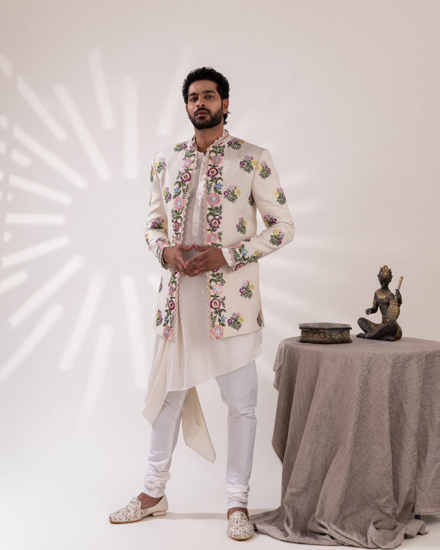 Jacket & Drape Kurta Chudi Pant