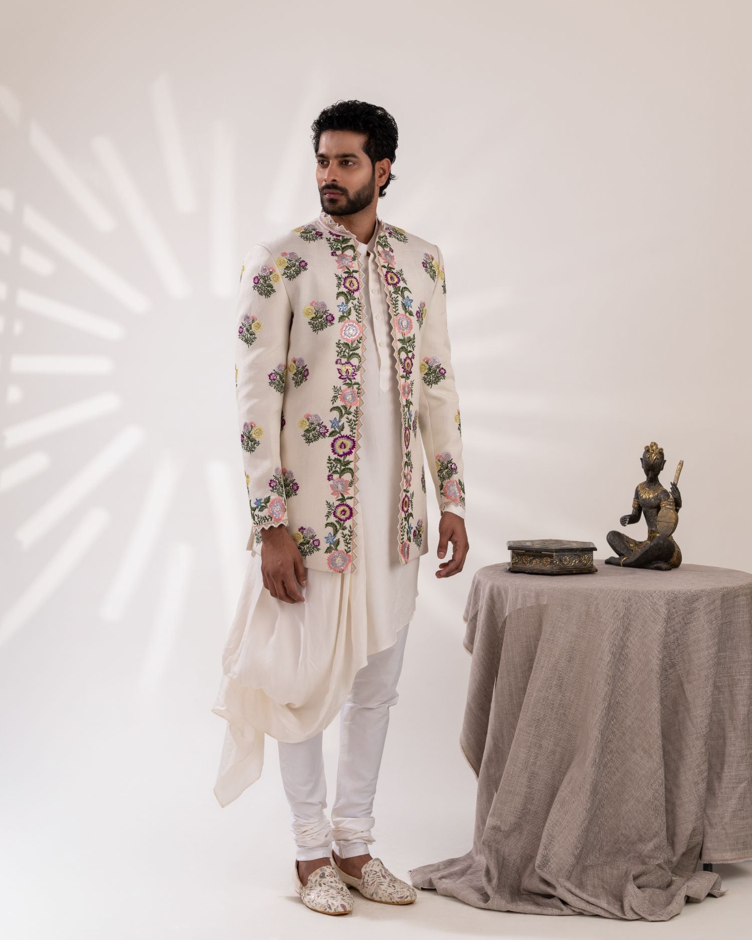 Jacket & Drape Kurta Chudi Pant