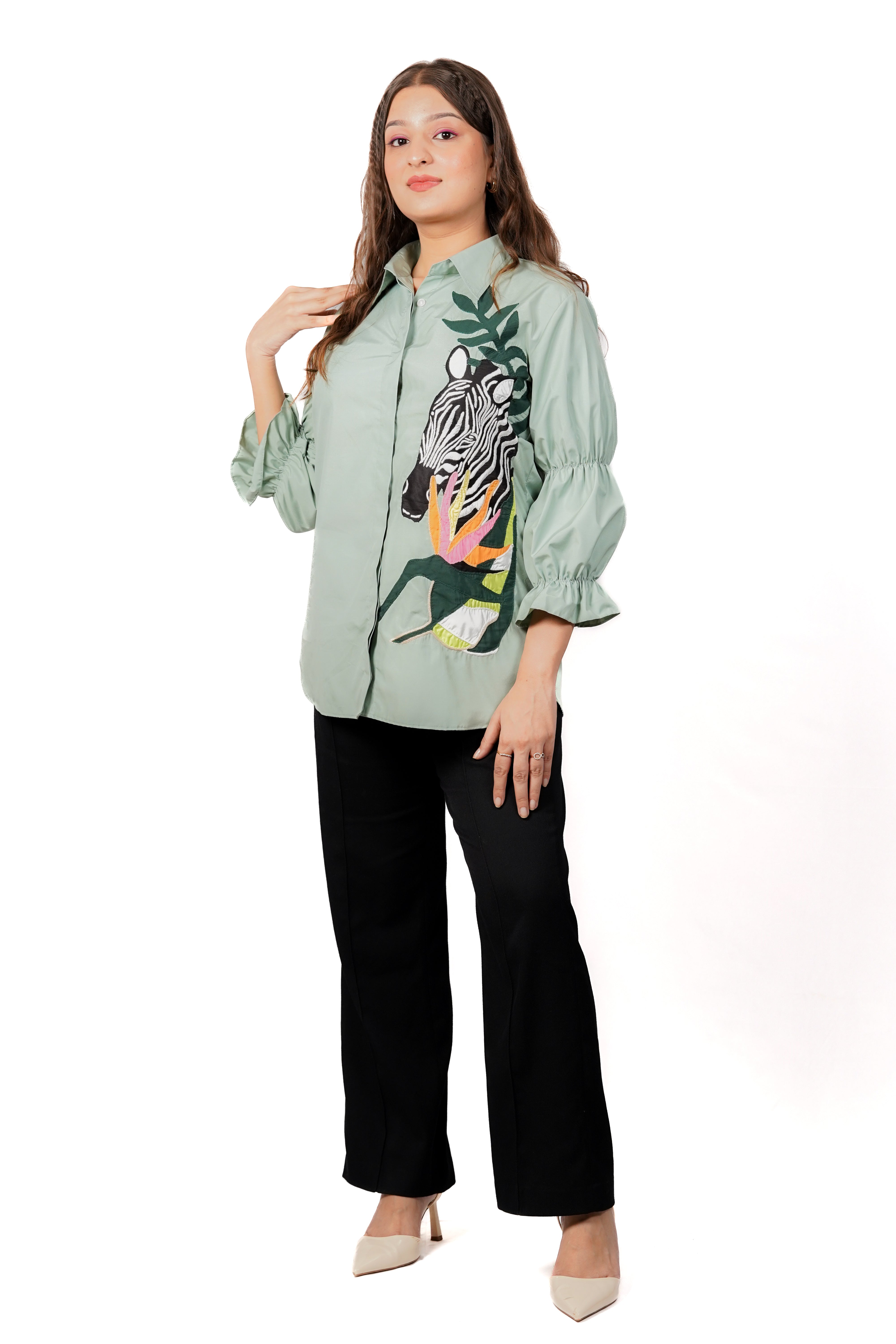 SAGE GREEN ZEBRA SHIRT