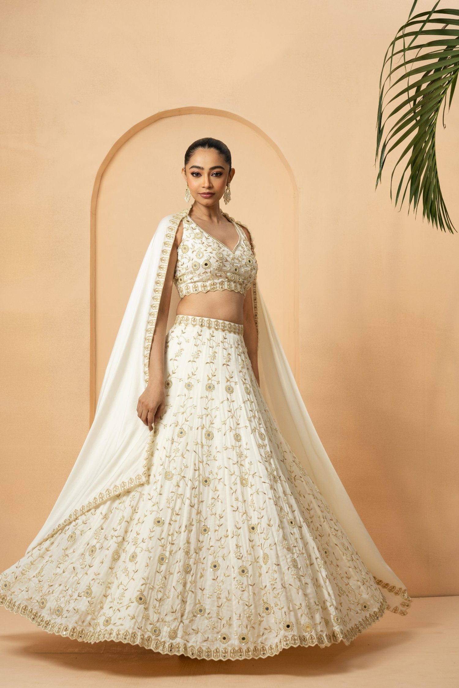 Ivory Lehenga With Blouse And Dupatta