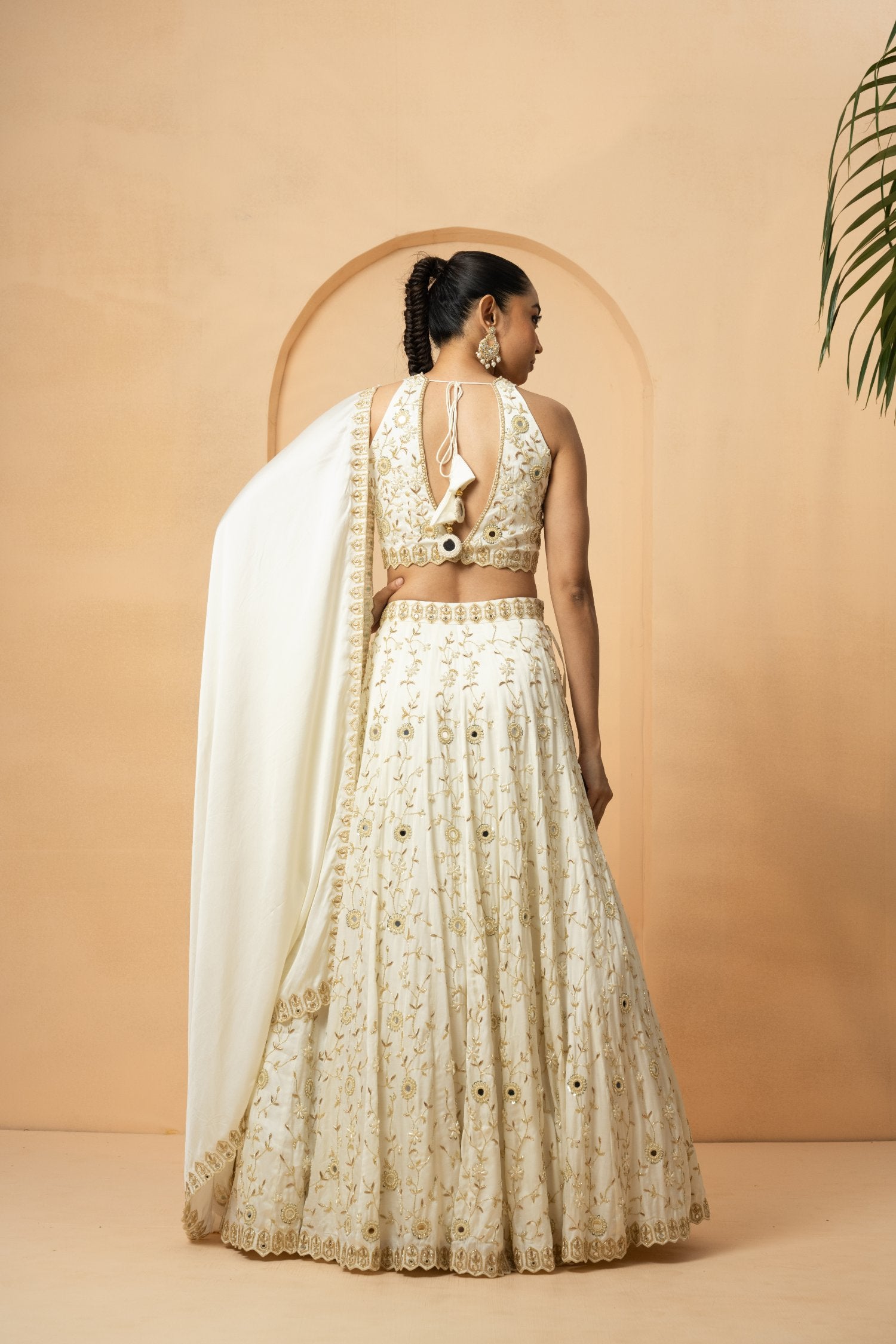 Ivory Lehenga With Blouse And Dupatta