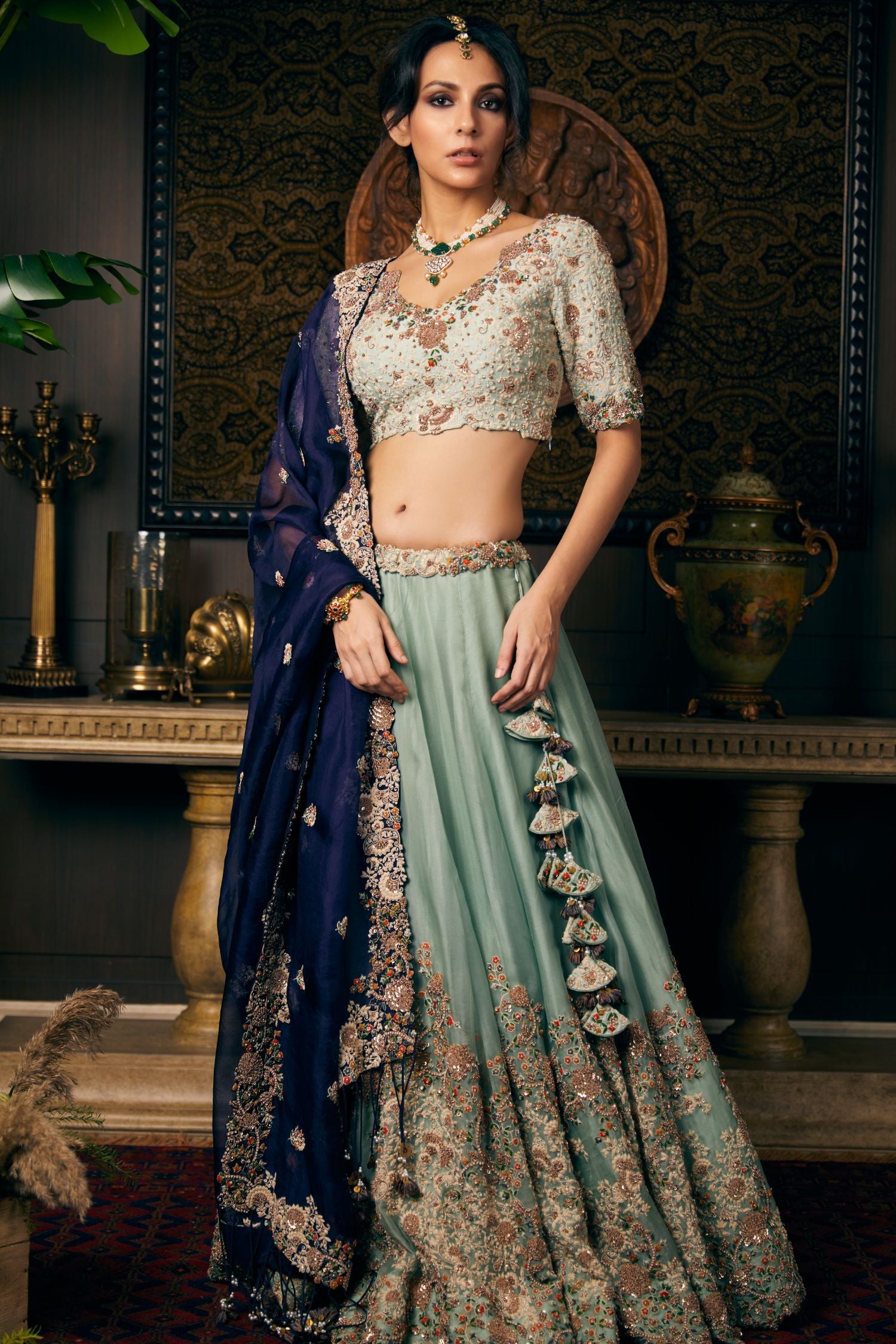 Organza Lehenga With Organza Dupatta And Silk Blouse