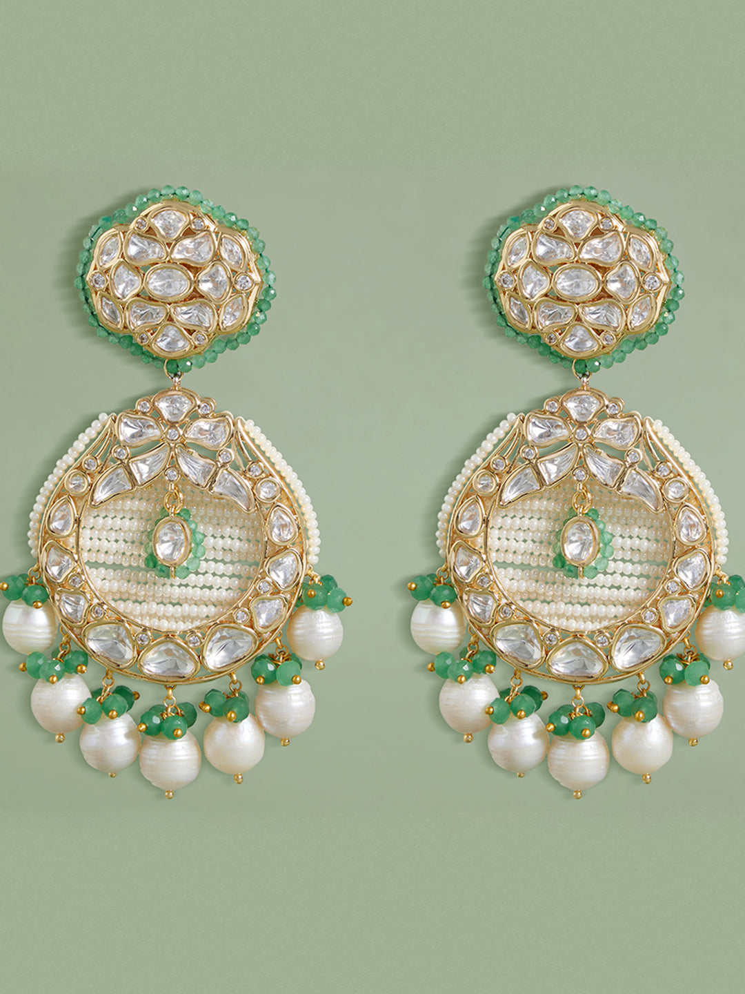 Polki And Pearl Drop Earrings