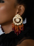 Load image into Gallery viewer, Polki And Red Stone Drop Earrings
