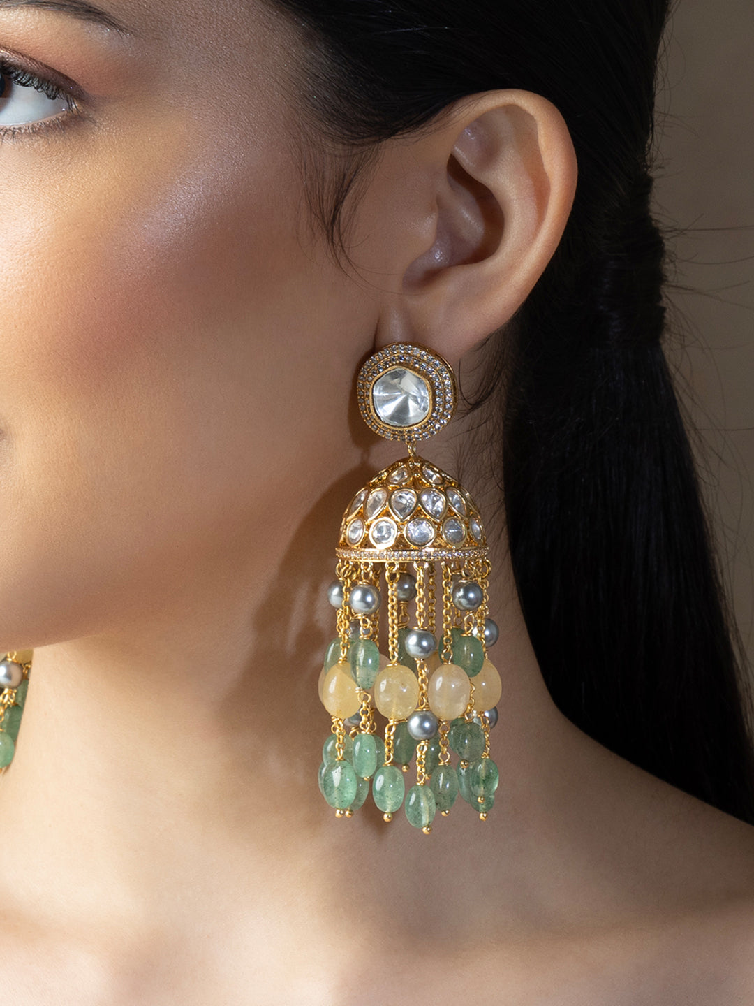 Multi ColourPolki Jhumka Earrings