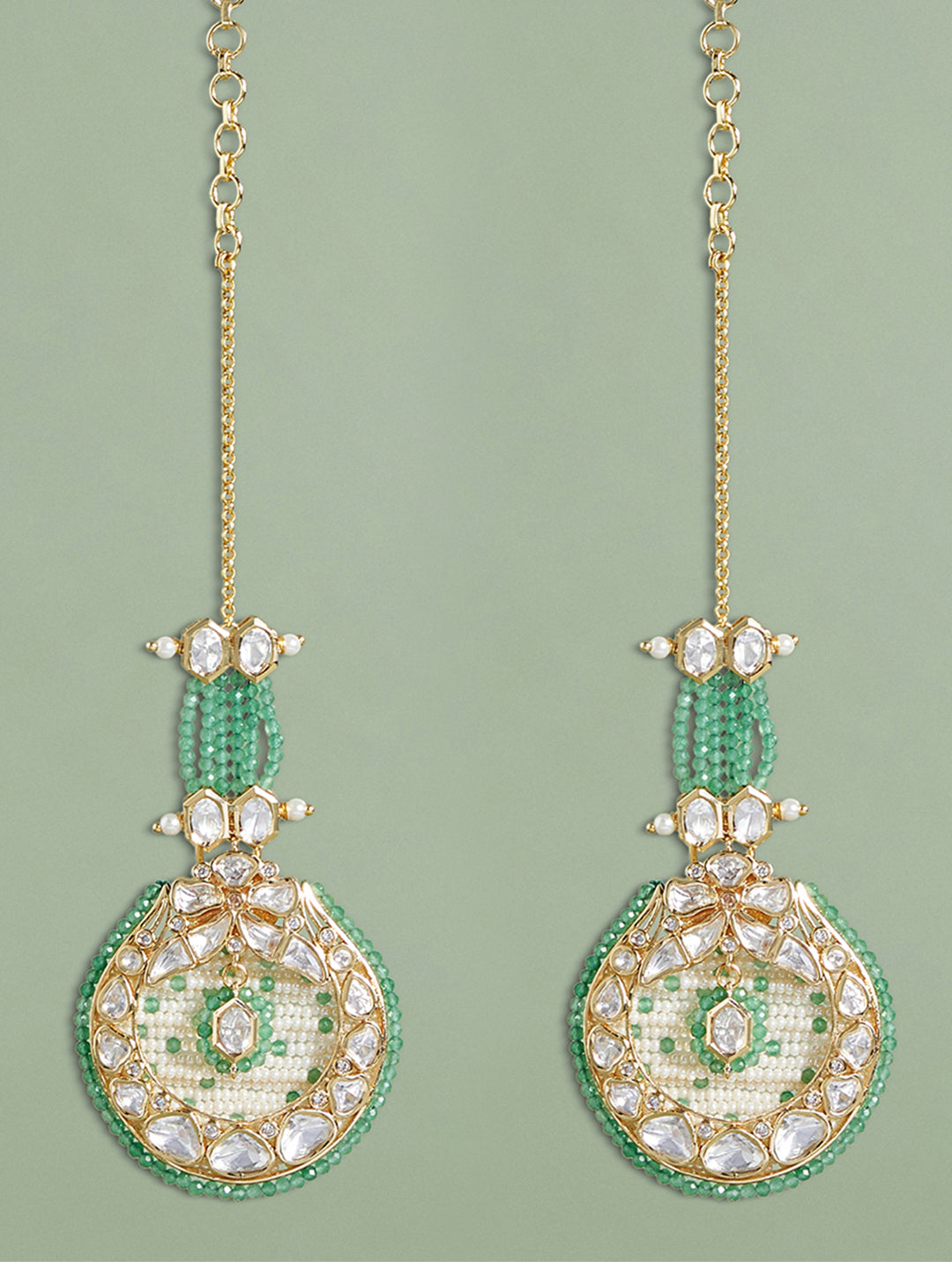 Green Jade StoneStudded Drop Earrings