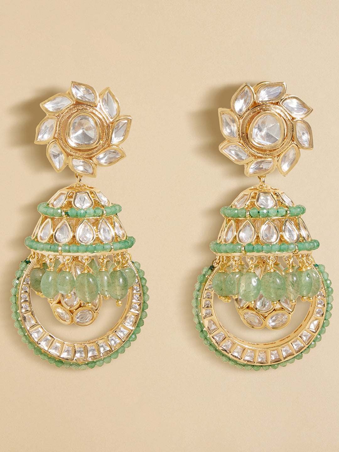 Played Polki Beaded Jhumka Earrings