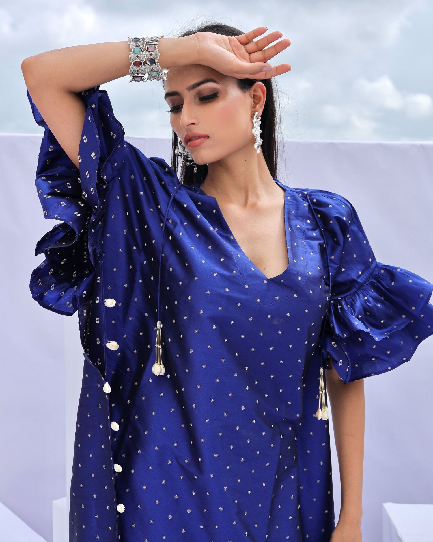 Electric Blue Brocade Kaftan