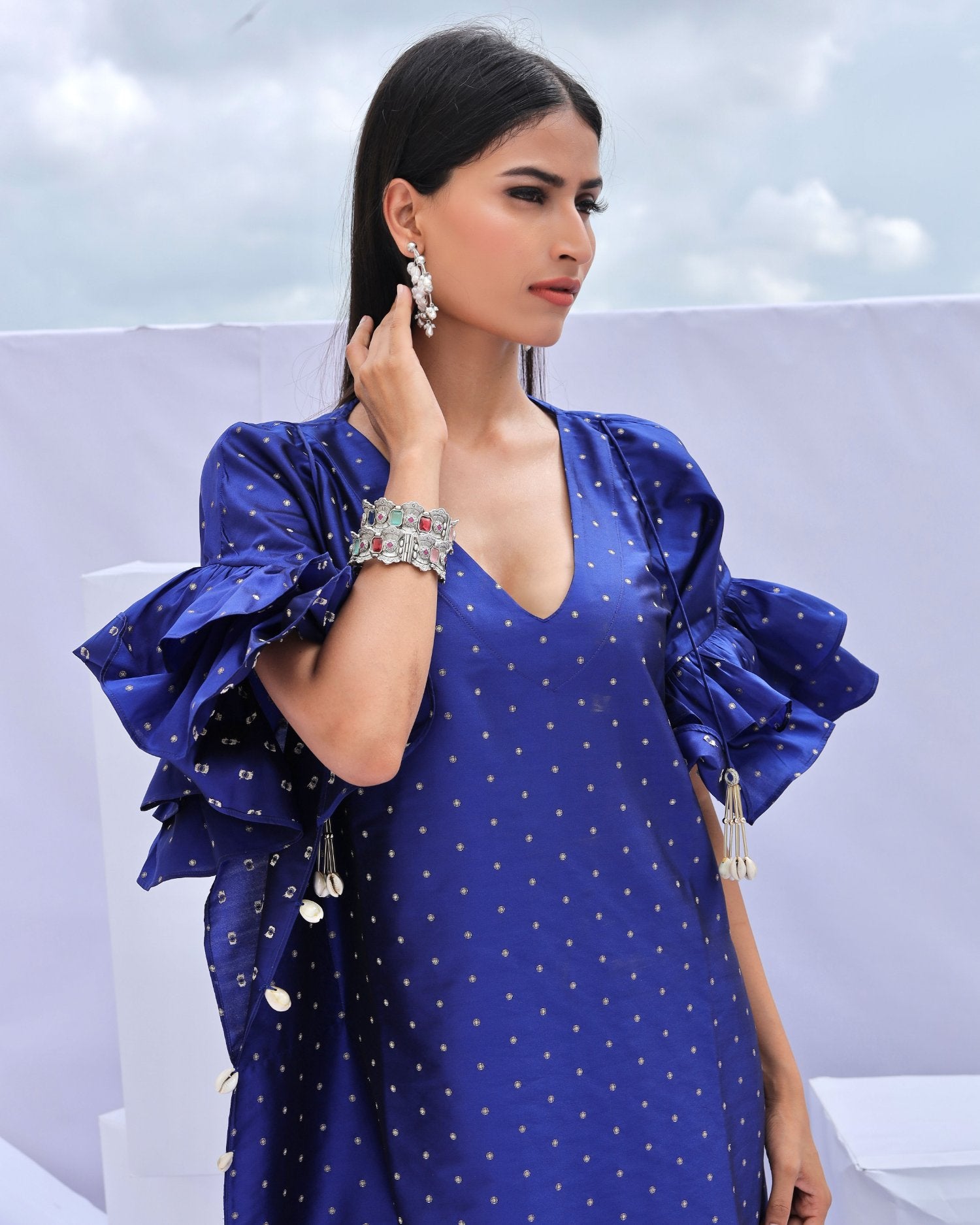 Electric Blue Brocade Kaftan