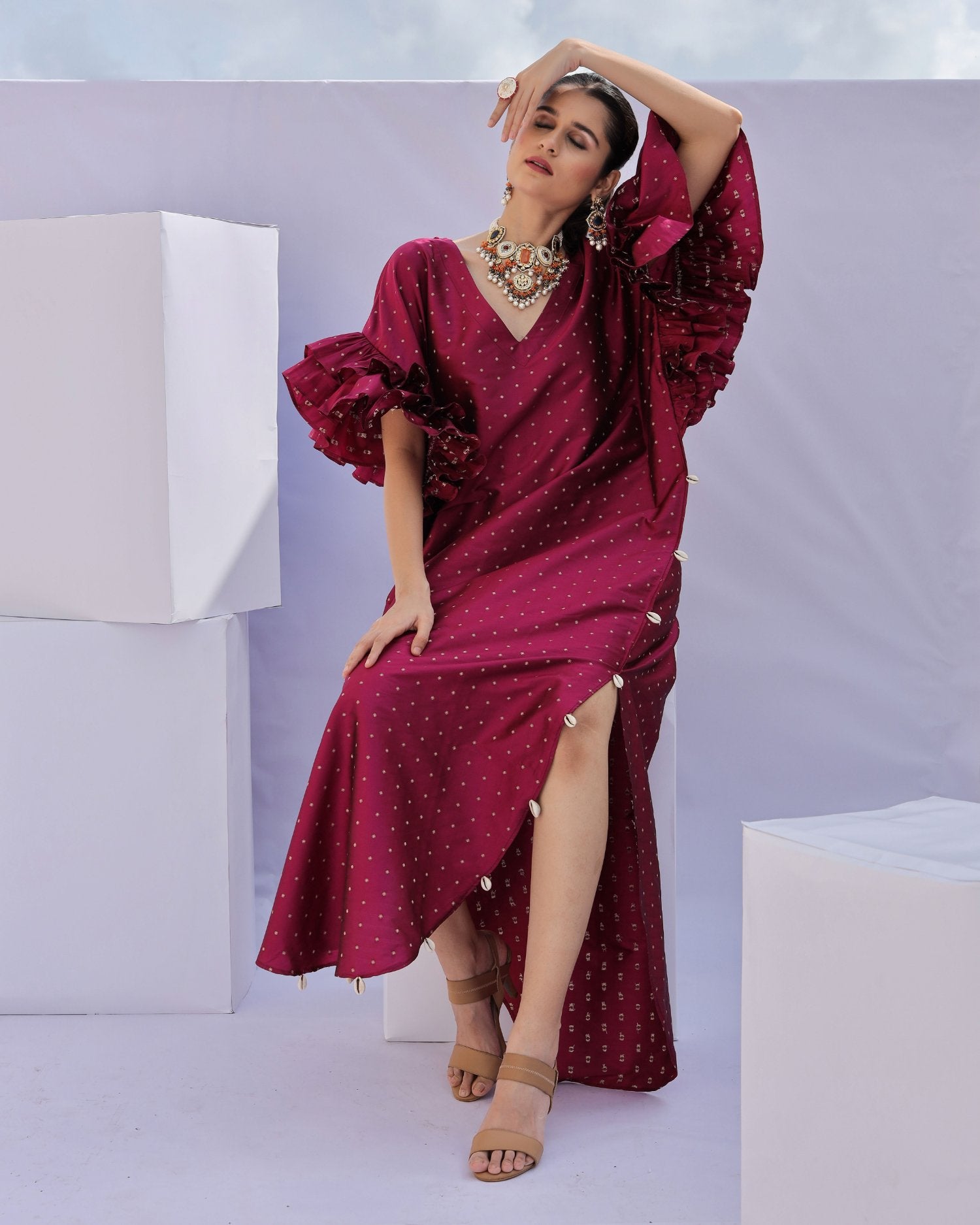 Pink Brocade Kaftan