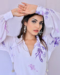 Load image into Gallery viewer, White & Purple Paisley Print Wrap Dress
