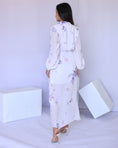 Load image into Gallery viewer, White & Purple Paisley Print Wrap Dress
