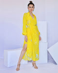 Load image into Gallery viewer, Yellow Paisley Print Wrap Dress
