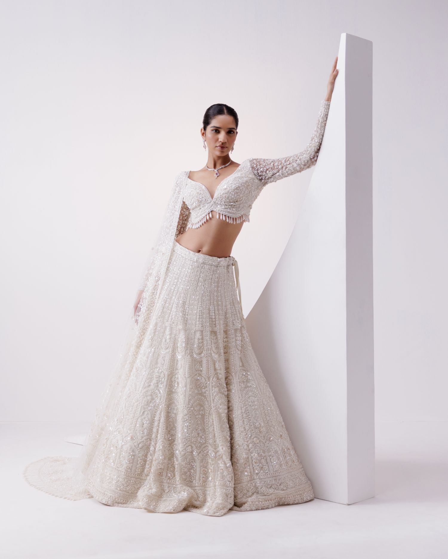 Ivory Pearl Embellished Lehenga