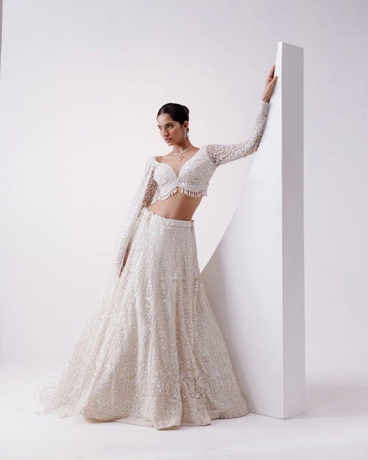 Ivory Pearl Embellished Lehenga