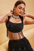 Load image into Gallery viewer, BLACK HAND EMBROIDERED LEHENGA SET
