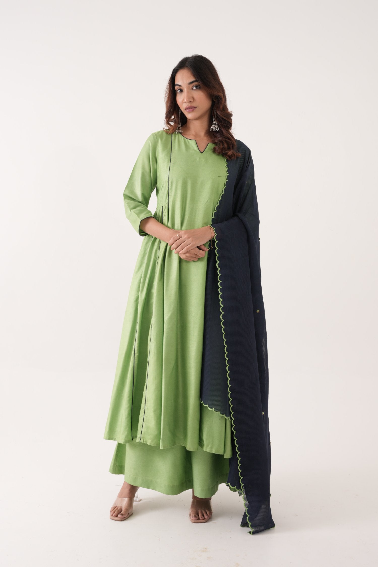 Green Silk Anarkali Kurta Set