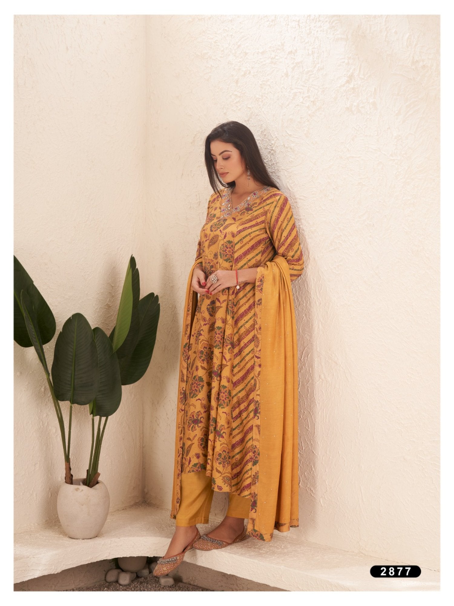 Amber Muslin Silk Printed Kurta set with Embroidery