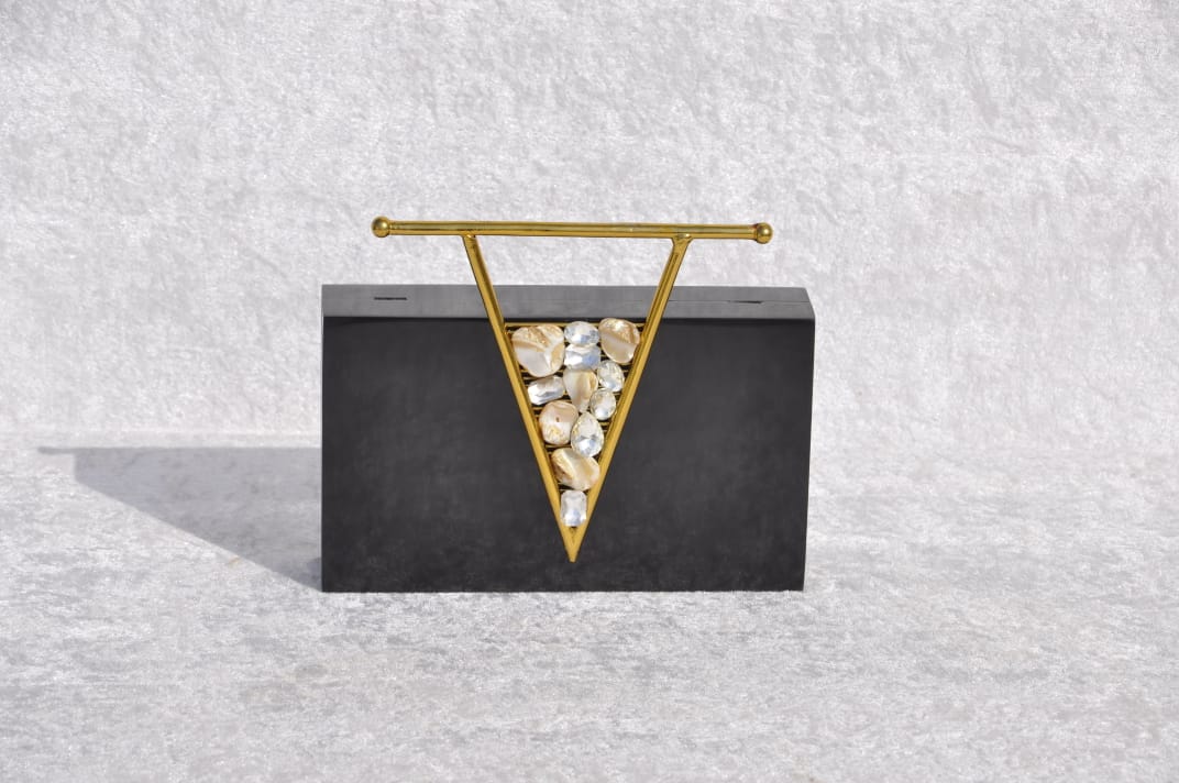 Triangle Stone Clutch