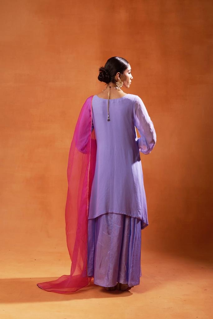 Lavender Embroidered Sharara Set