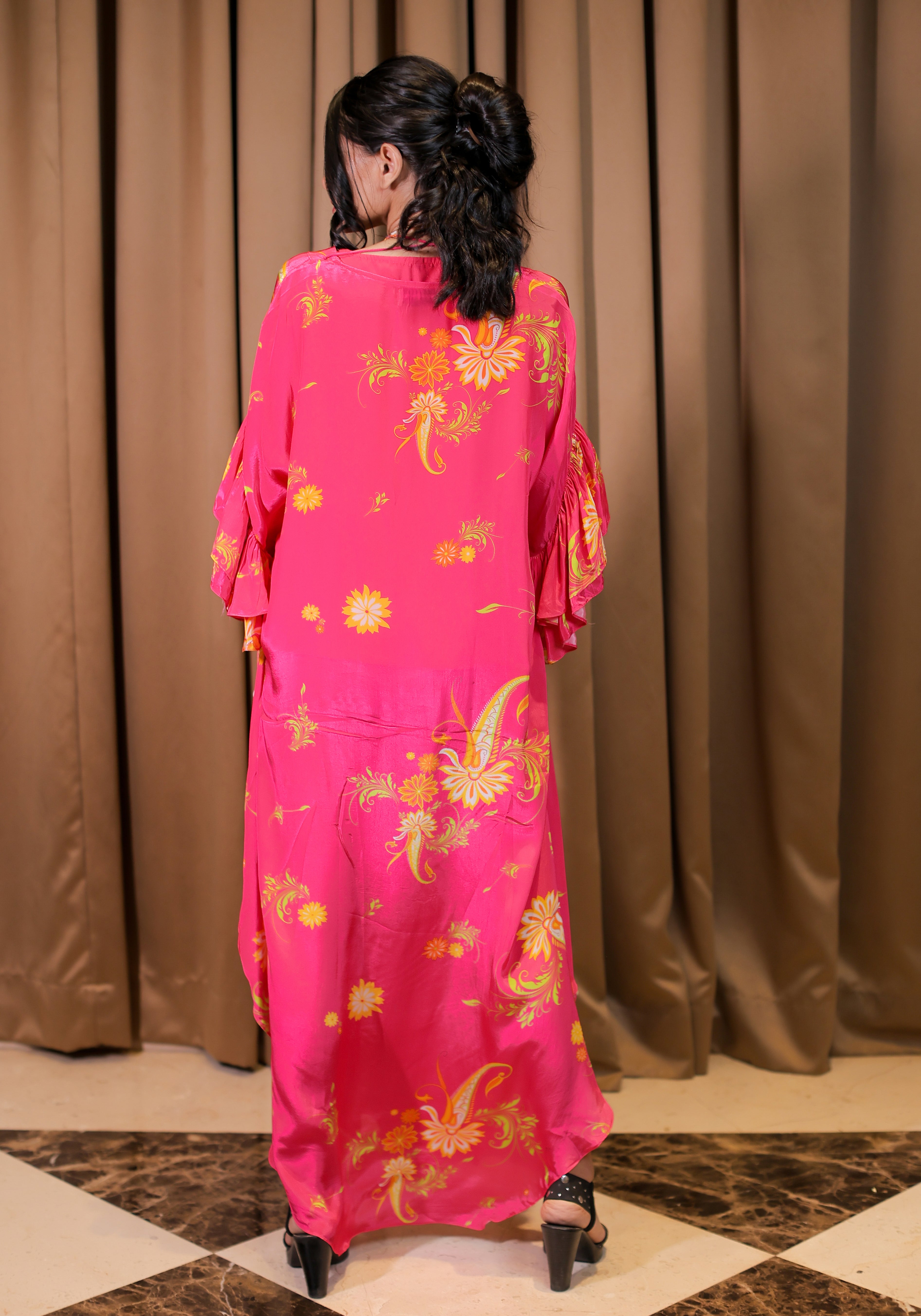 Pink Printed Kaftan