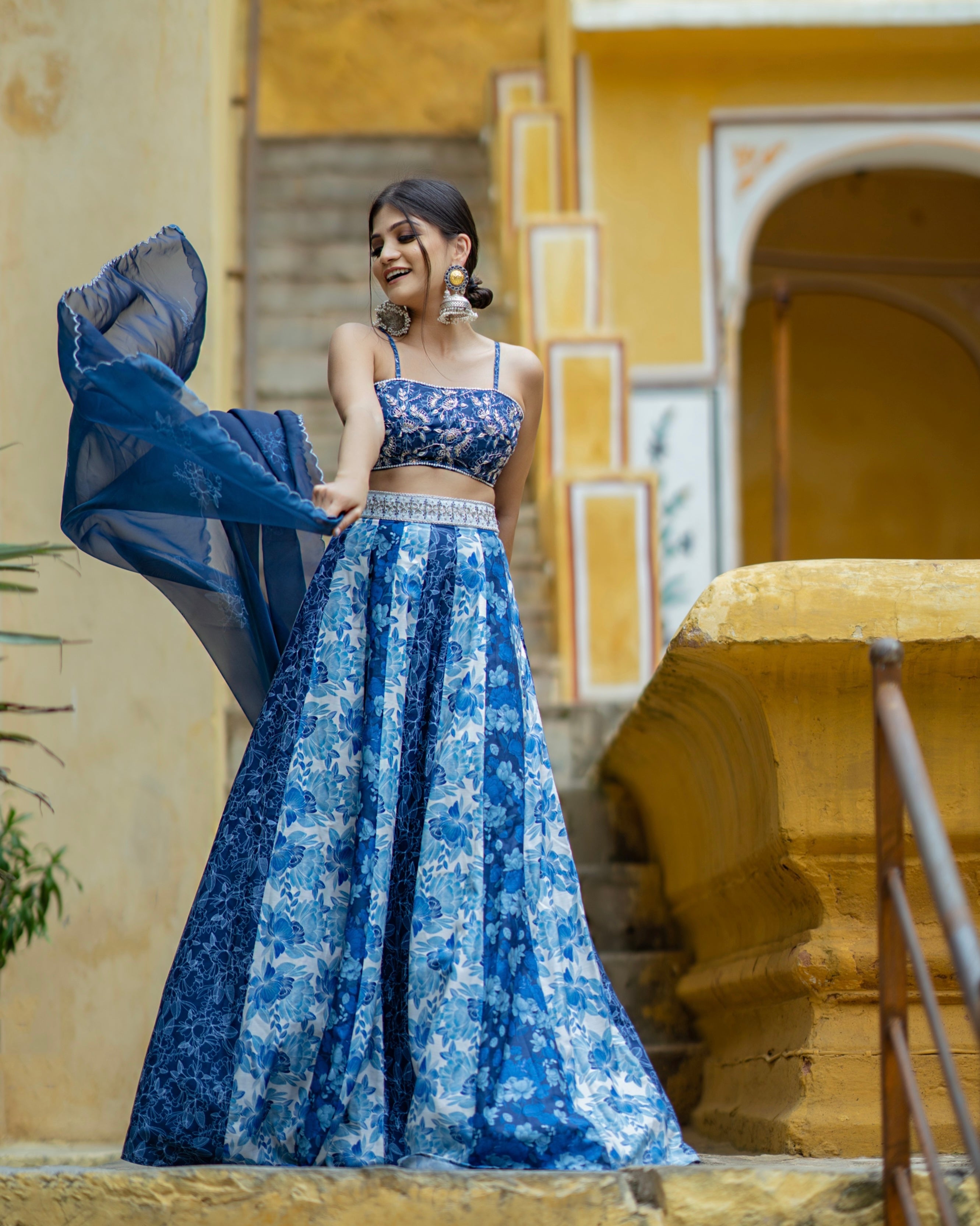 Noori Blue Kali Lehenga