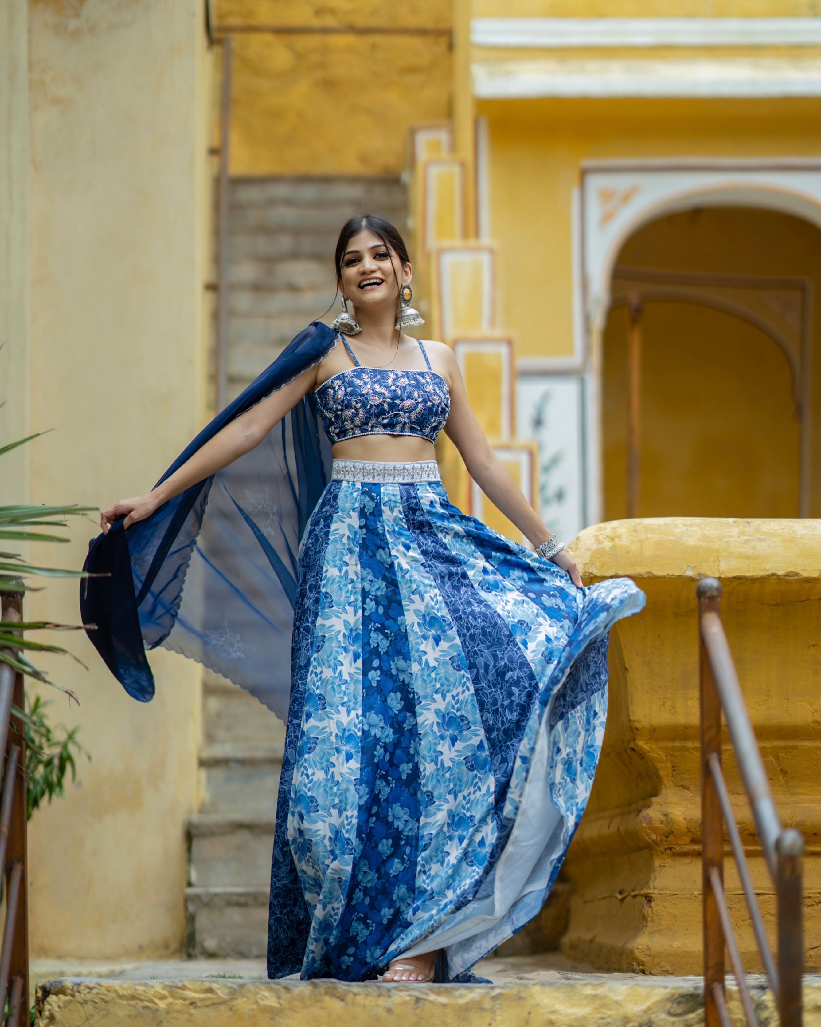 Noori Blue Kali Lehenga