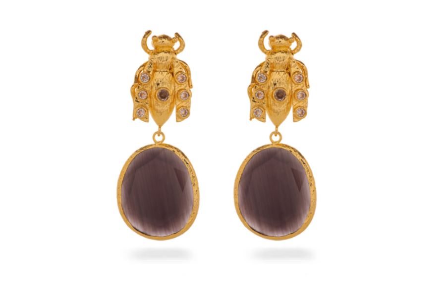 Scarab Bee Drop Earrings