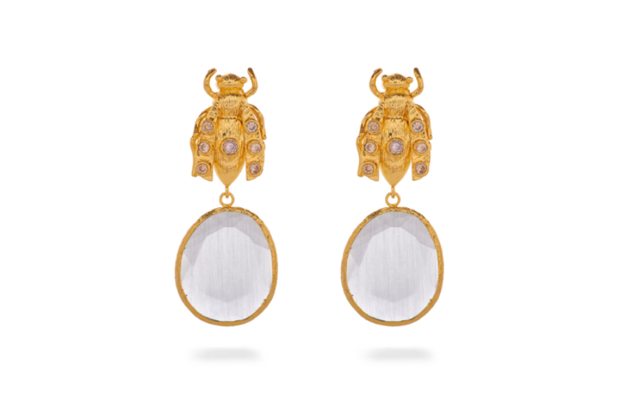 Scarab Bee Drop Earrings