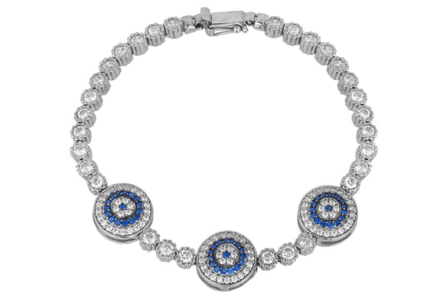 Trinity Evil Eye Tennis Bracelet with Swarovski Crystals & CZ Stones