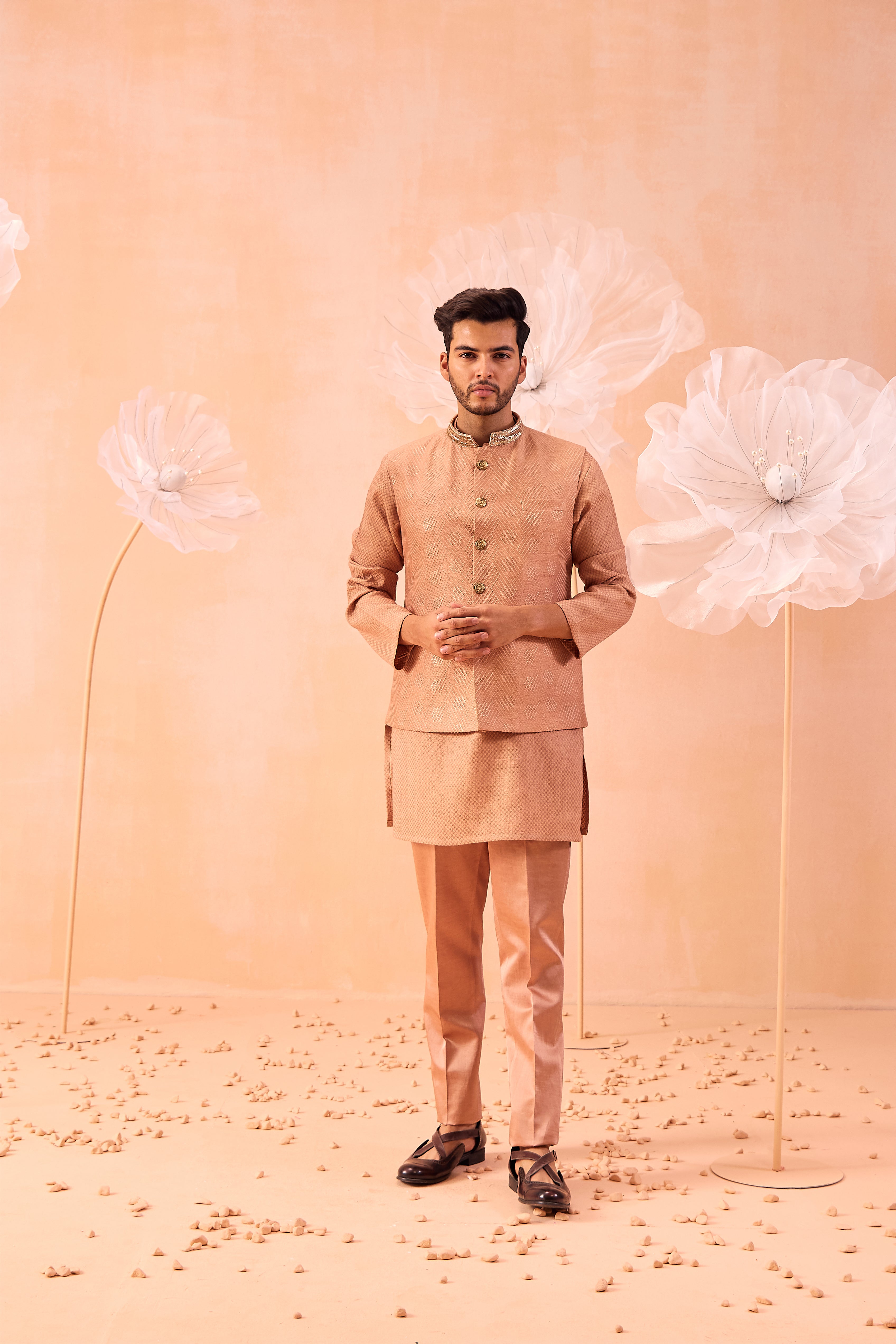 Rose Brown Nehru Jacket Set