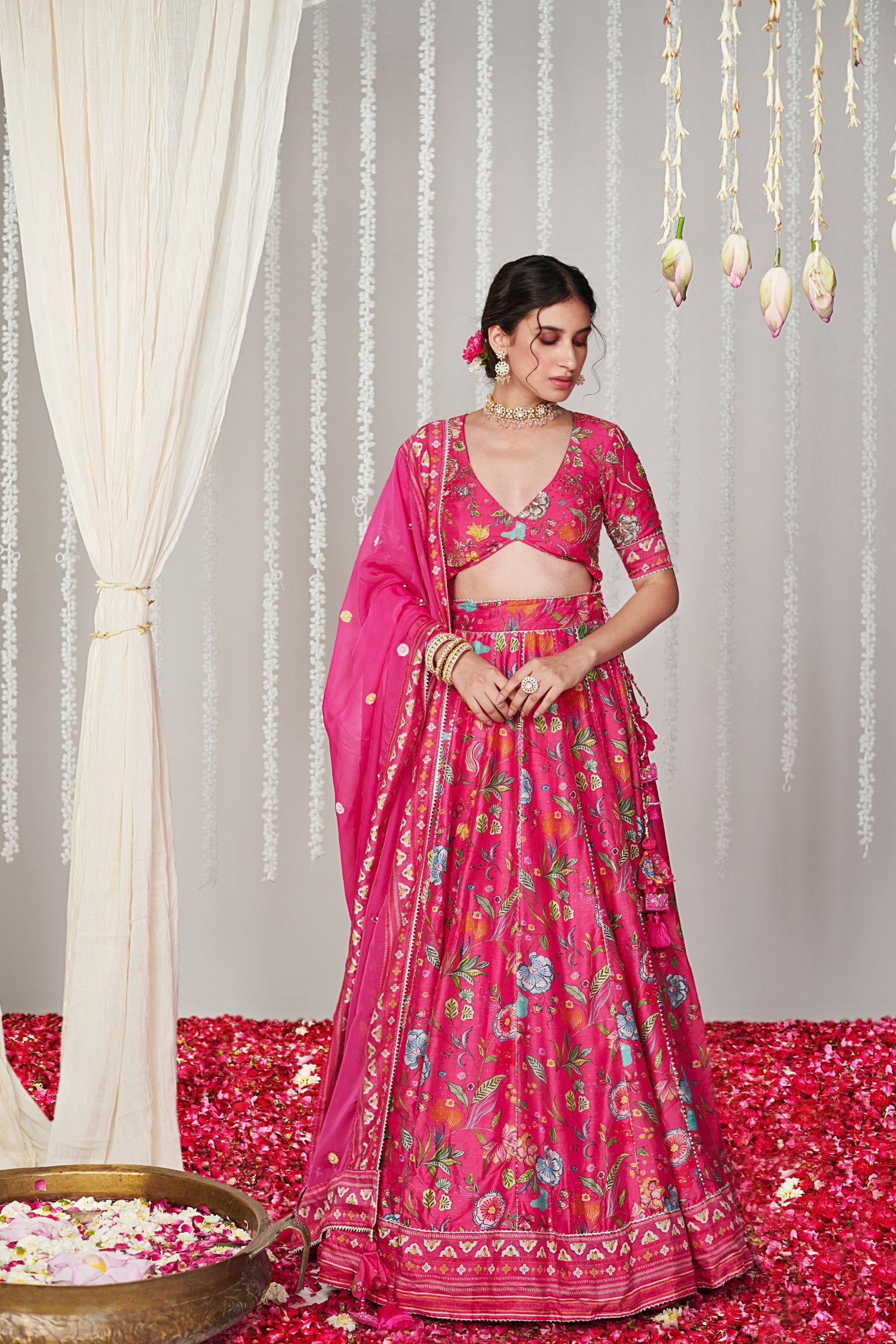 Bagicha hot pink lehenga set of 3