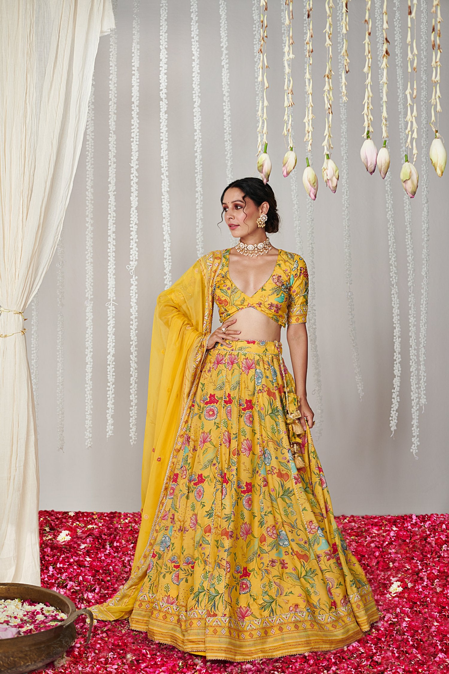 Bagicha yellow lehenga set of 3