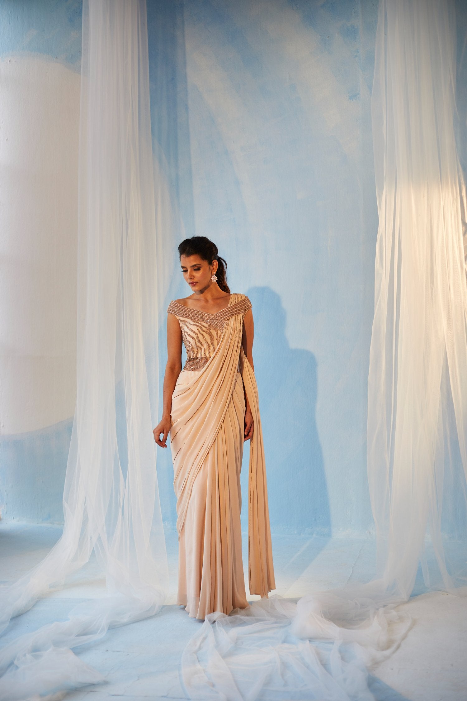 Champagne Saree Gown