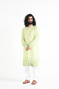 Load image into Gallery viewer, Lime Green Mirror Work Kurta Set
