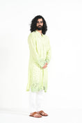 Load image into Gallery viewer, Lime Green Mirror Work Kurta Set
