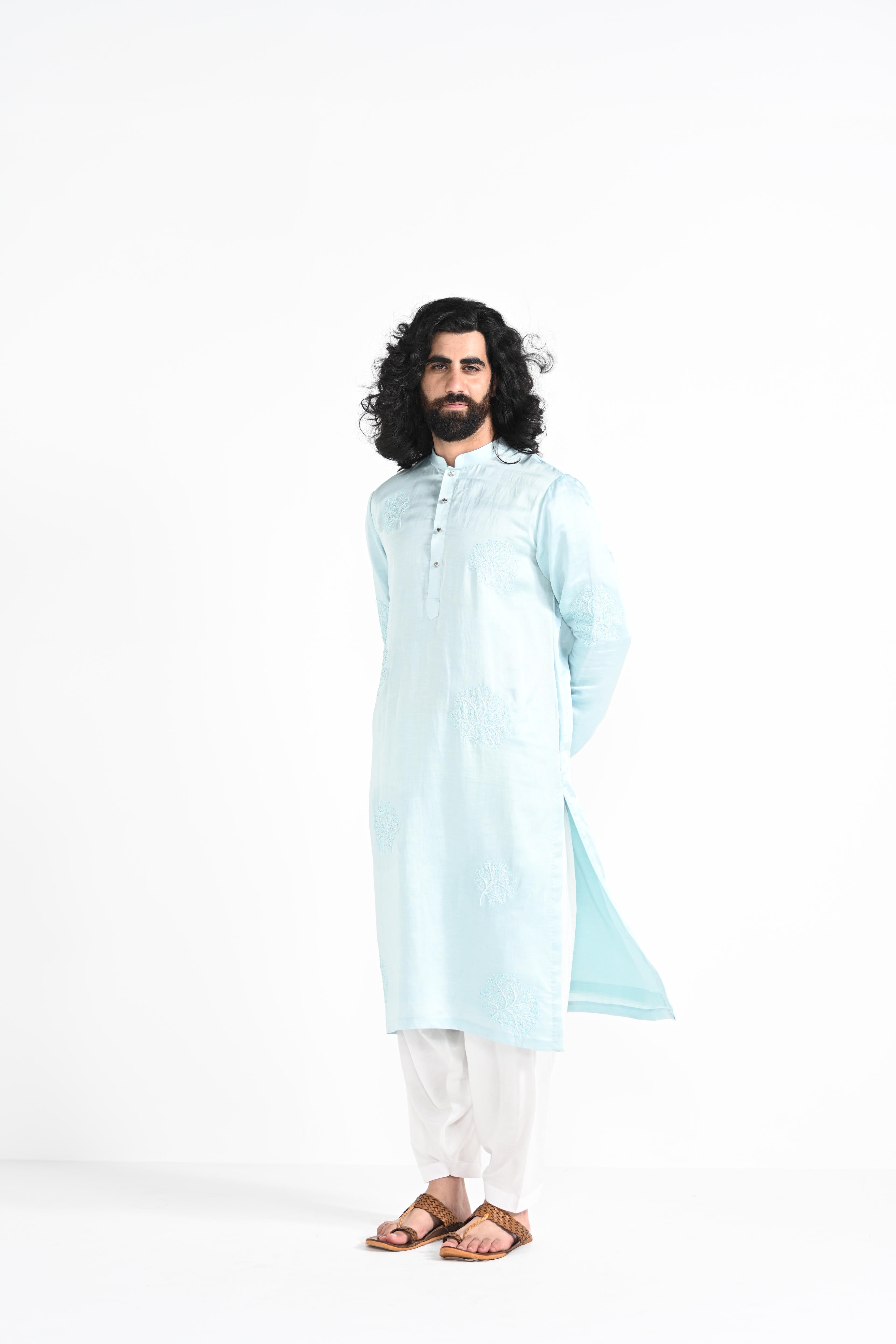 Mint Blue Work Kurta Set