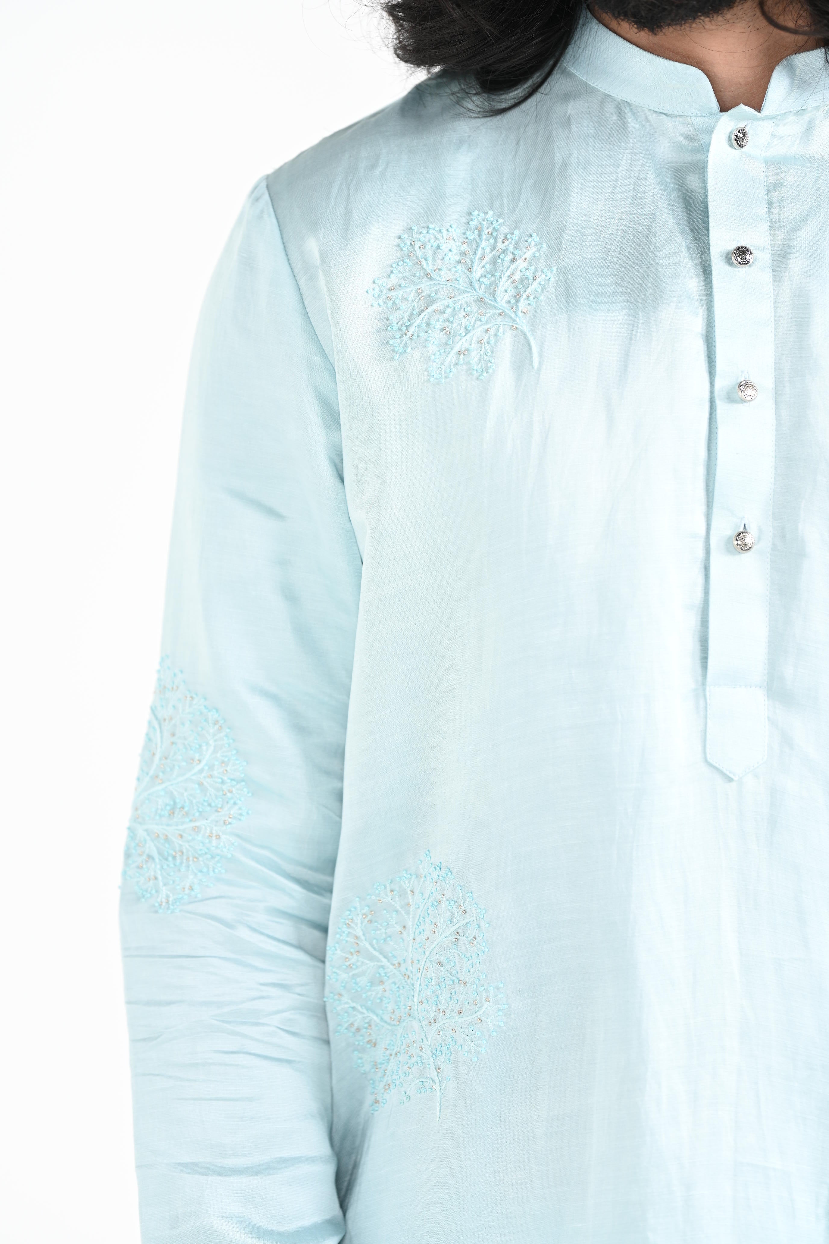 Mint Blue Work Kurta Set