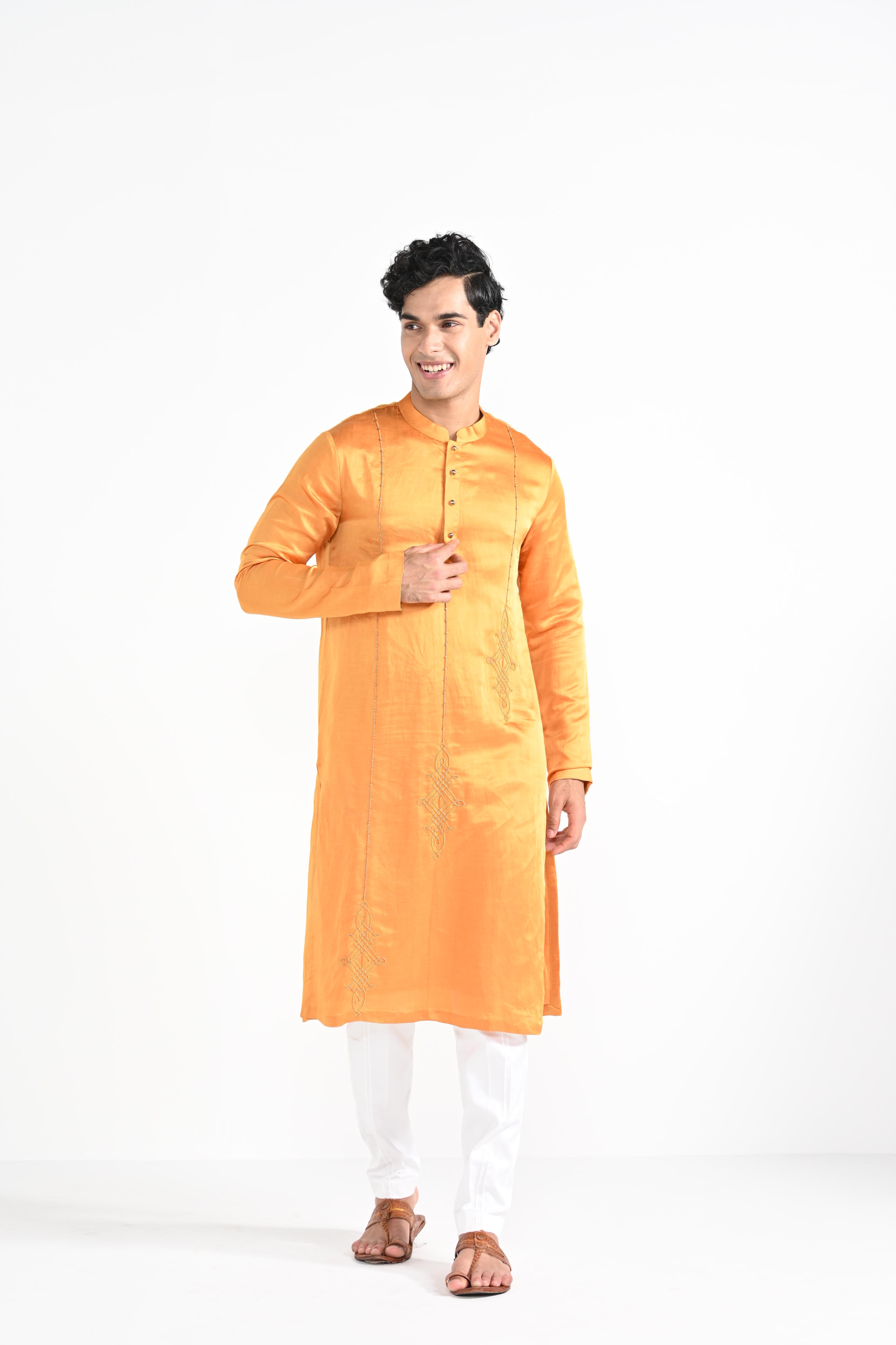 Gold Finch Yellow Work Kurta Set