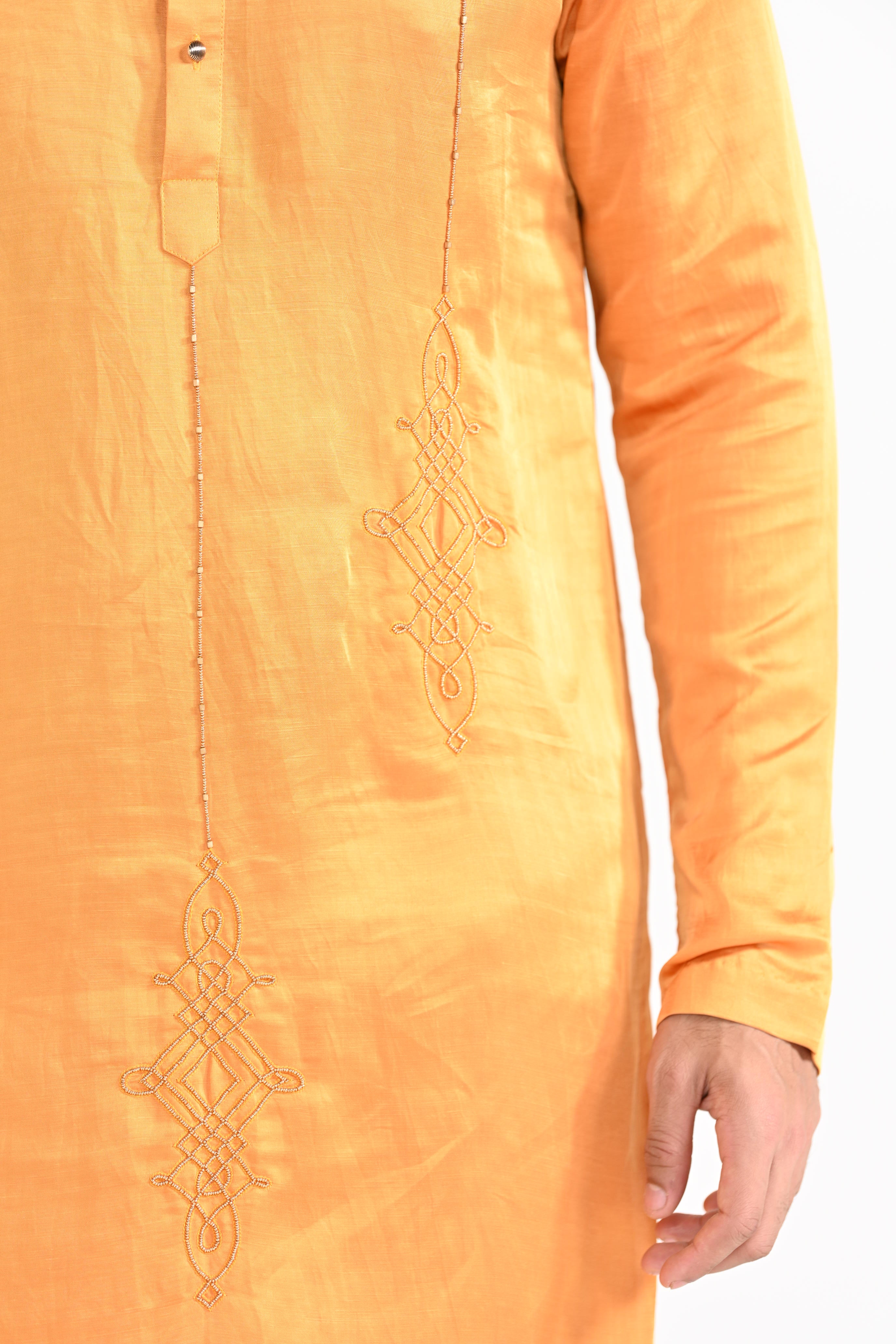 Gold Finch Yellow Work Kurta Set