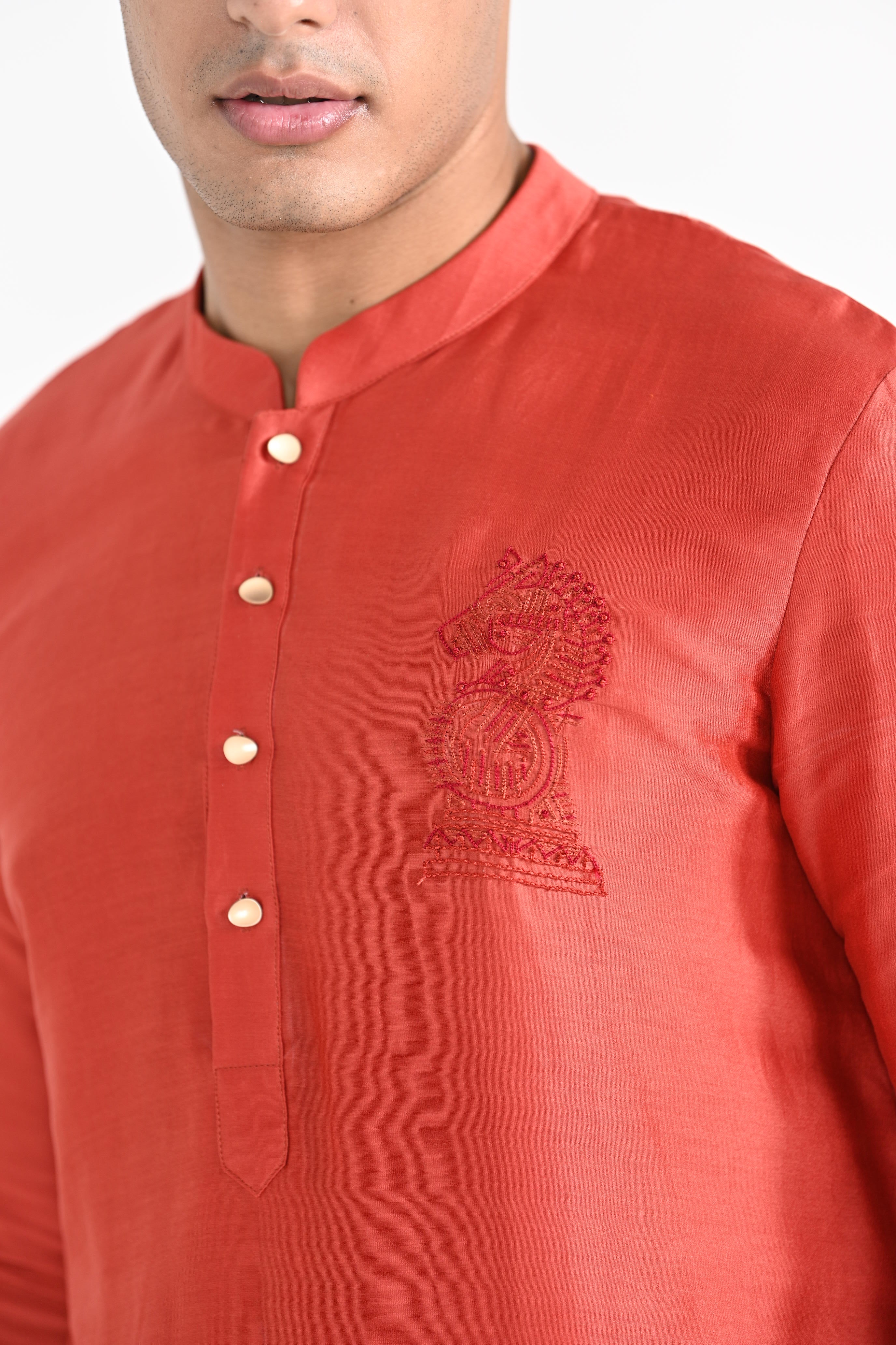 Tangy Orange Work Kurta Set